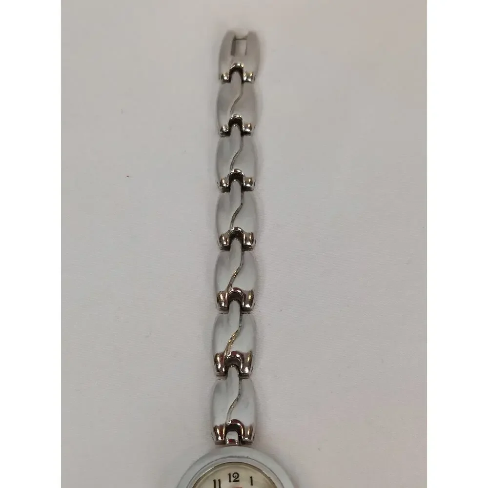 Bugle Boy Quartz Japan Movement Vintage Women's White Dial Silver Tone Watch
